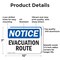 Signmission Evacuation Route, 10 in W x Rectangle, Aluminum OS-2PACK-NS-A-710-L-12193 - alternate 4